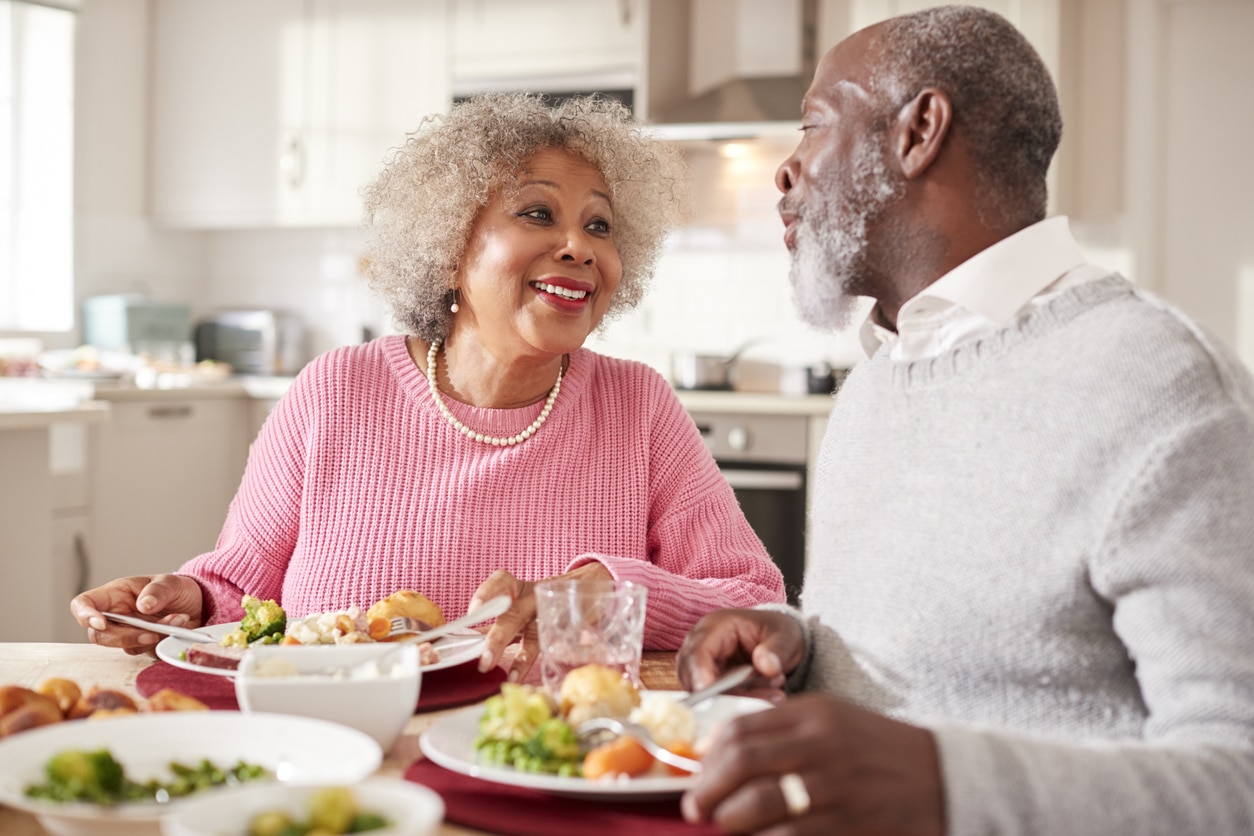 A couple enjoying dinner