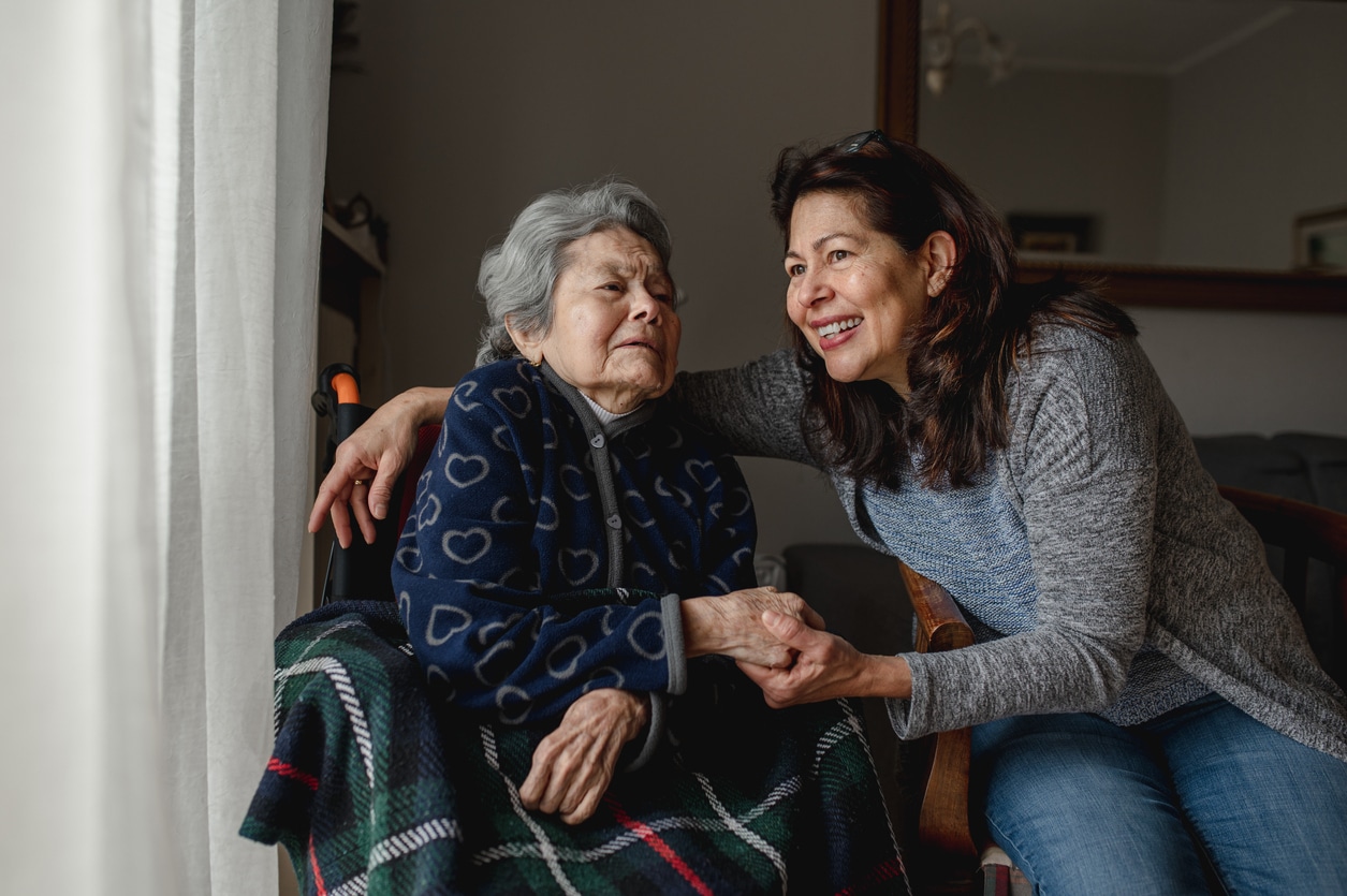 mother and daughter laughing