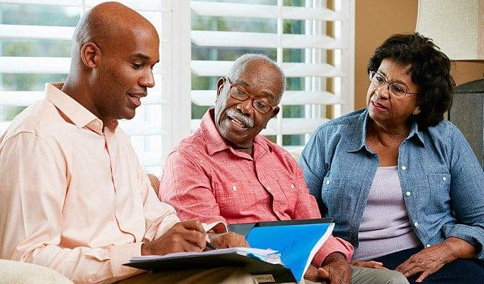 family looking at paperwork