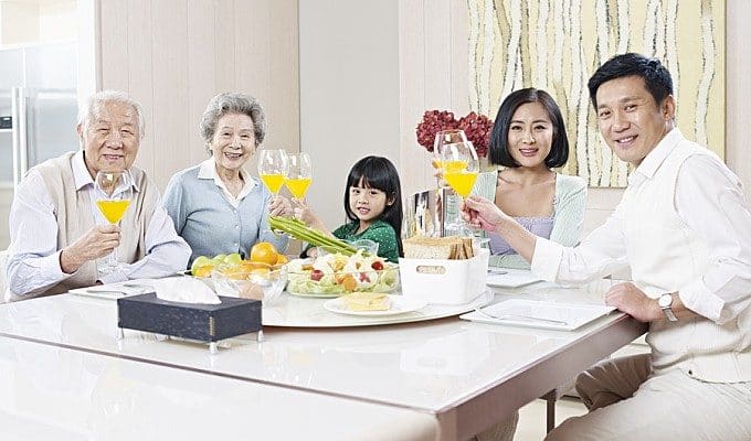 family drinking
