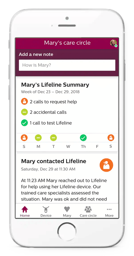 Lifeline Cares Sample Screenshot