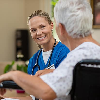 healthcare provider smiling at patient