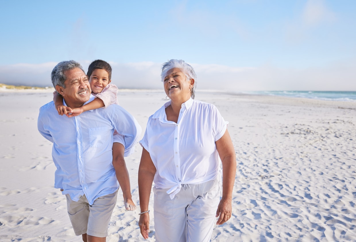 Grandparents on beach