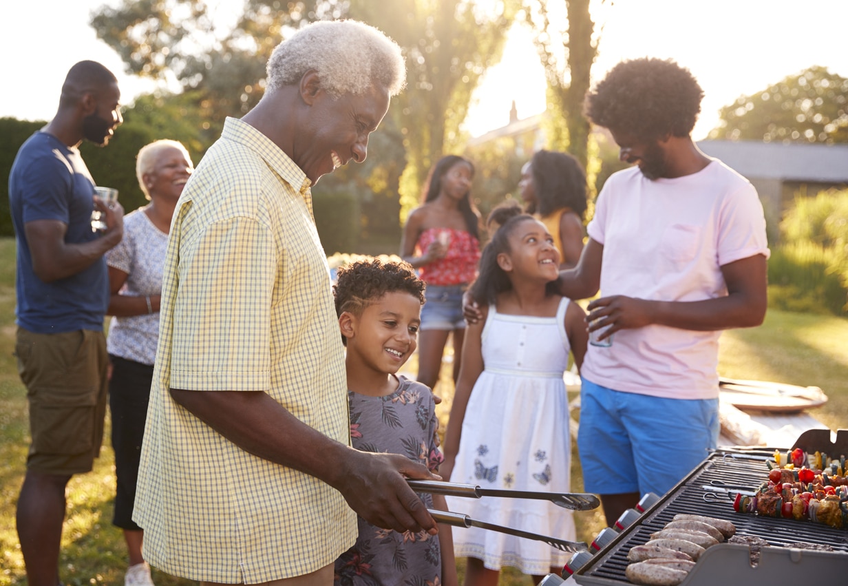 Grandfather grilling