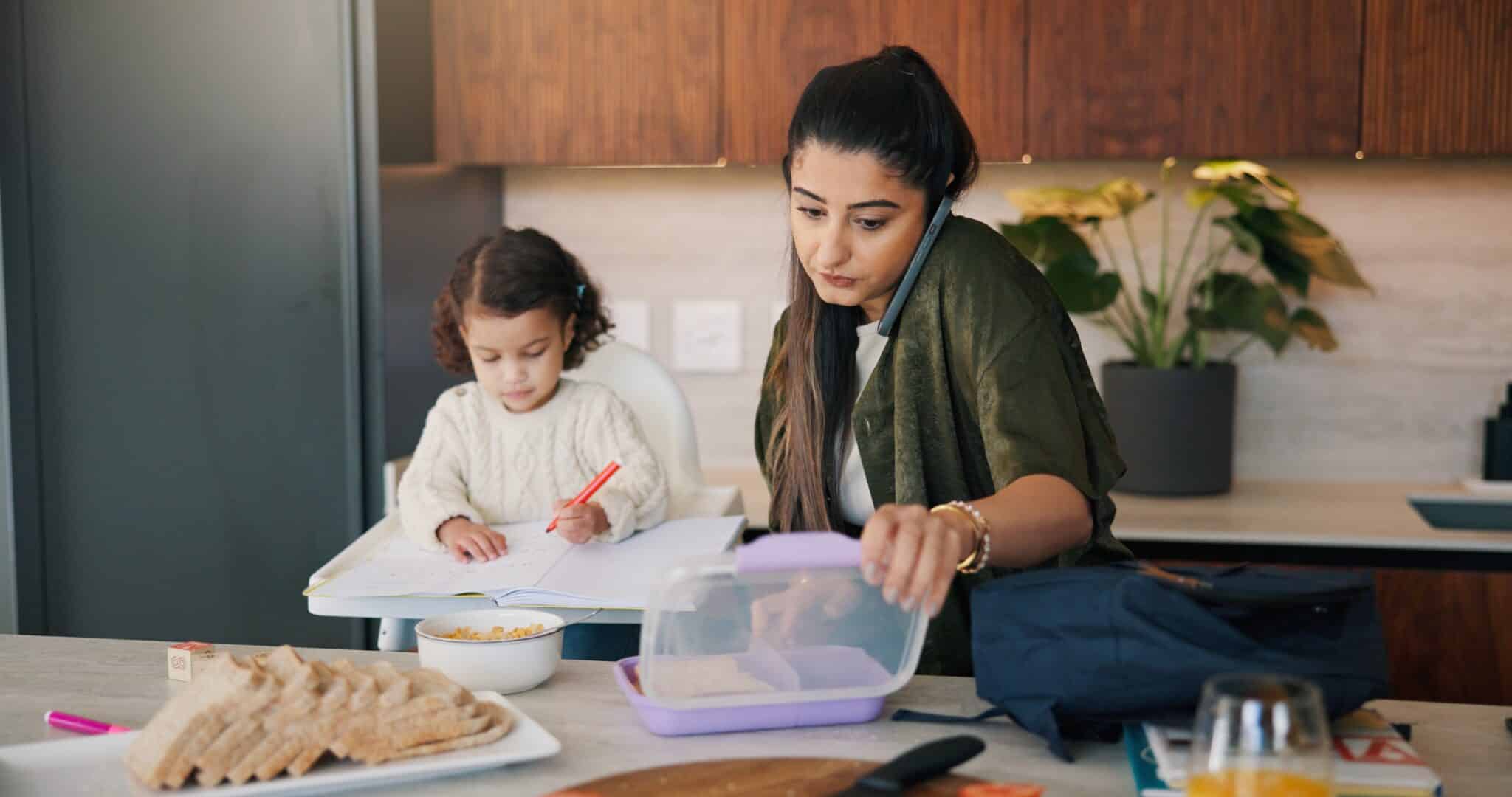 An adult child making a regular check-in call to an aging parent