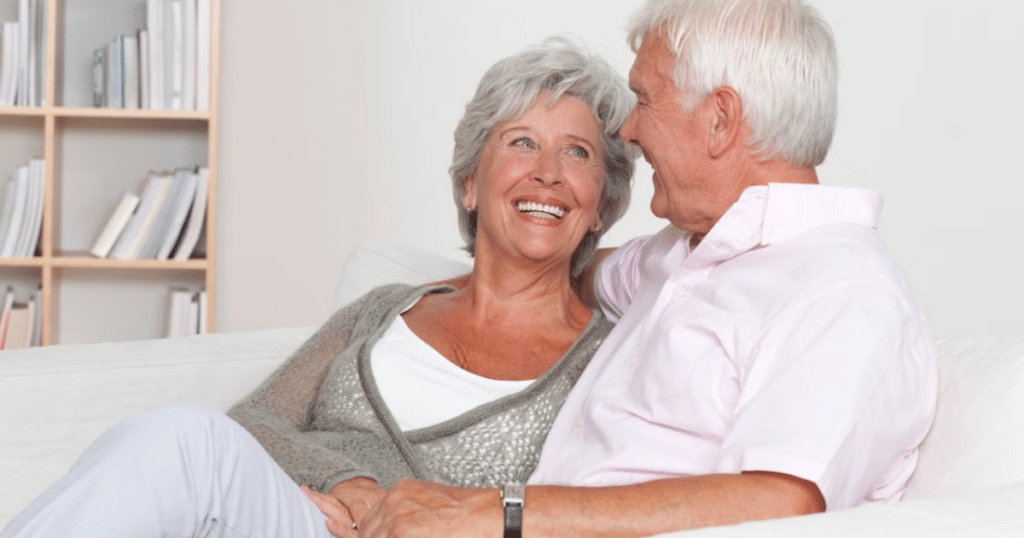 Older couple enjoying time together while aging in place at home