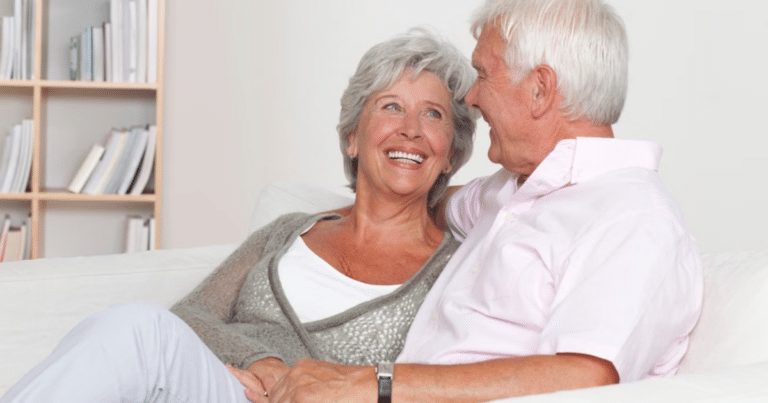 Older couple enjoying time together while aging in place at home