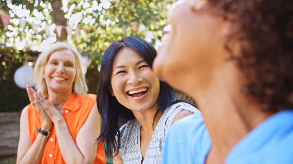 Caregiver support group sharing a positive moment together
